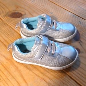 LIVIE & LUCA Toddler Girl Silver Sparkling Velcro Sneakers Sz. 11
